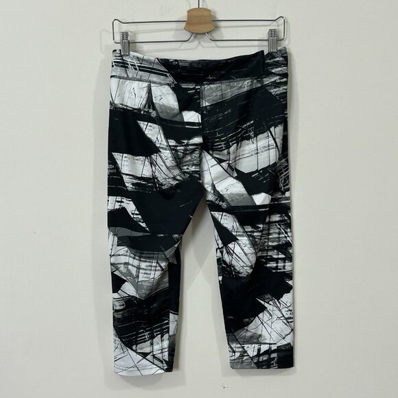 ADIDAS Climalite Capri Leggings Womens Medium Black White Geo Stretch Key Pocket - Picture 2 of 11